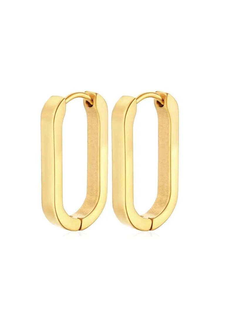 Cercei aurii - din otel inoxidabil - forma ovala - suflati cu aur 18k - Harley C2