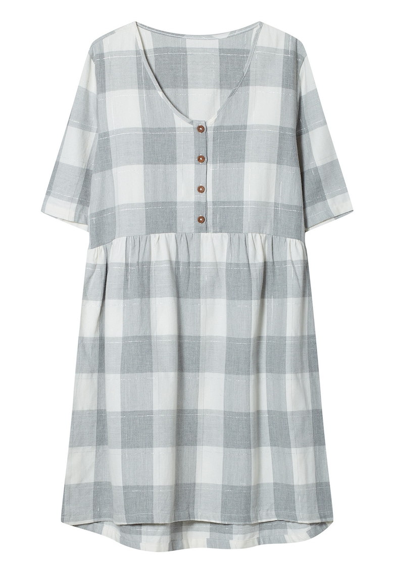 Camasa de noapte - Bumbac - Gri/Alb