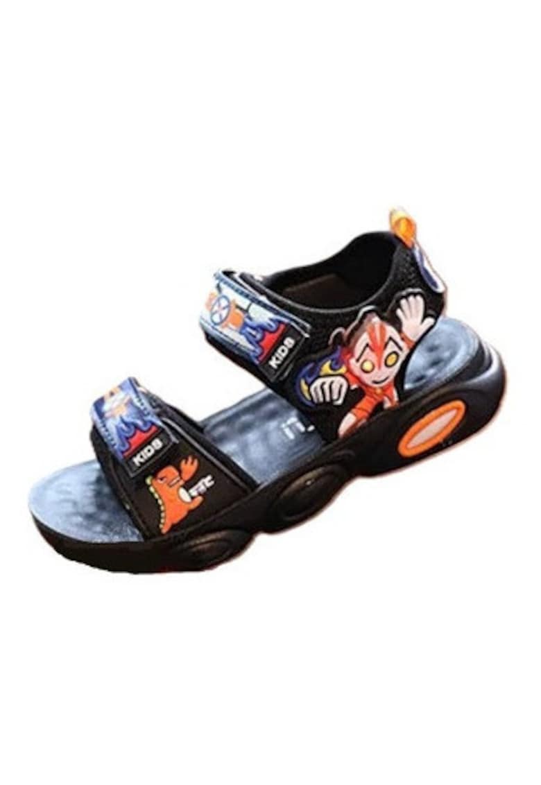 Sandale Model Super Erou - Cauciuc - Textil - Casual - Baieti - Negru - Portocaliu - Negru/Portocaliu