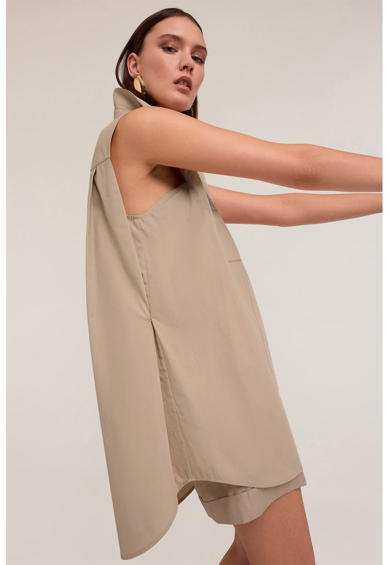 Camasa supradimensionata fara maneci din bumbac