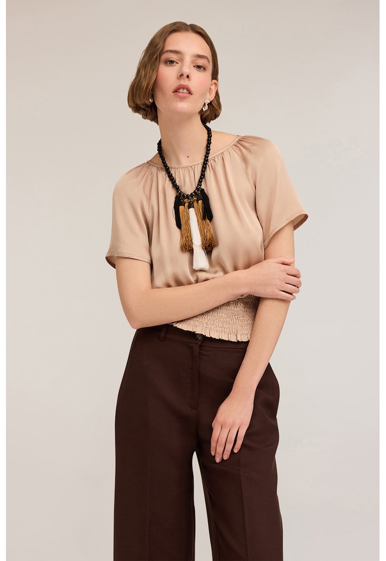 Bluza de satin cu talie elastica