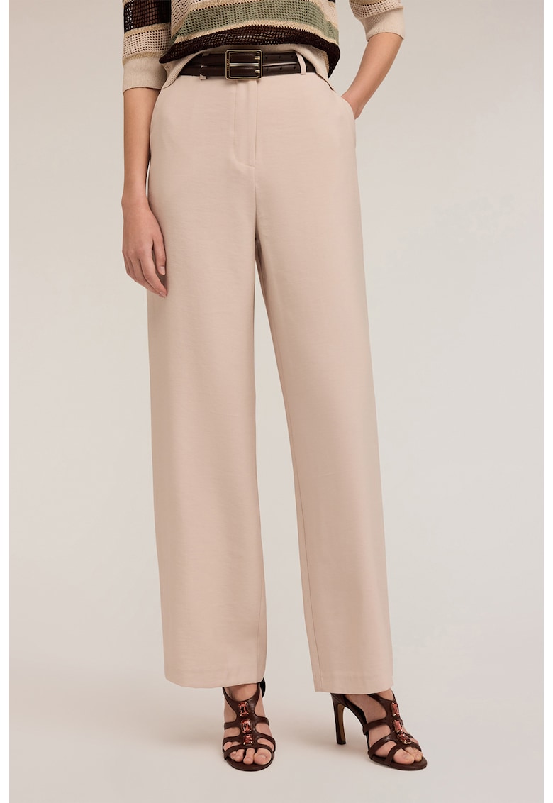 Pantaloni drepti cu talie inalta - Bej deschis