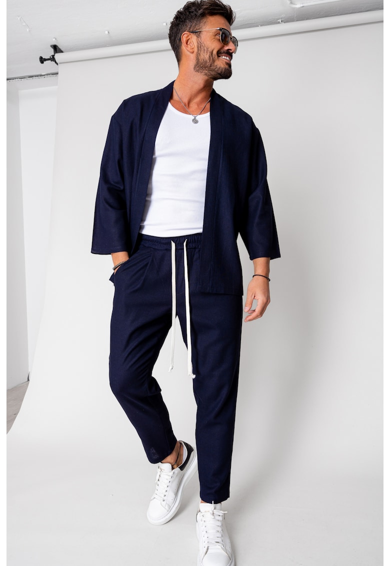 Set Tulum Jacheta tip kimono si pantalon lung Navy 15952