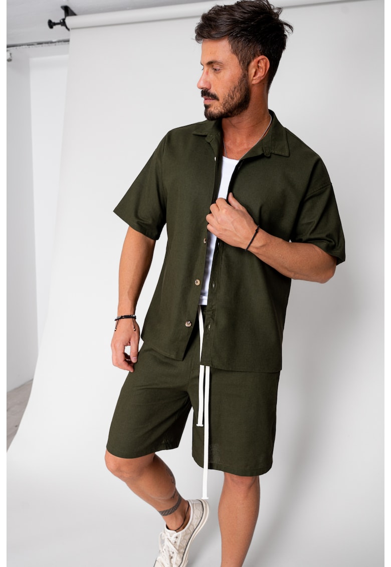 Set Island Mood camasa si pantalon scurt Kaki 16255 - Kaki