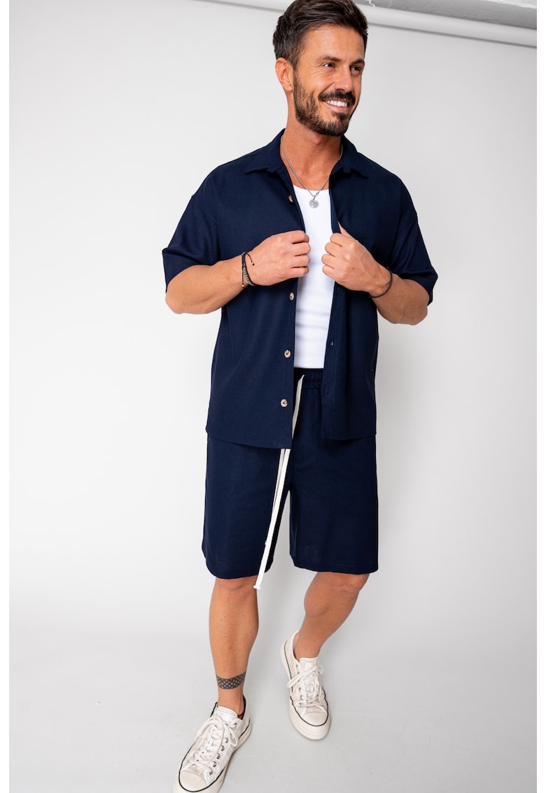 Set Island Mood camasa si pantalon scurt Navy 16264 - Bleumarin