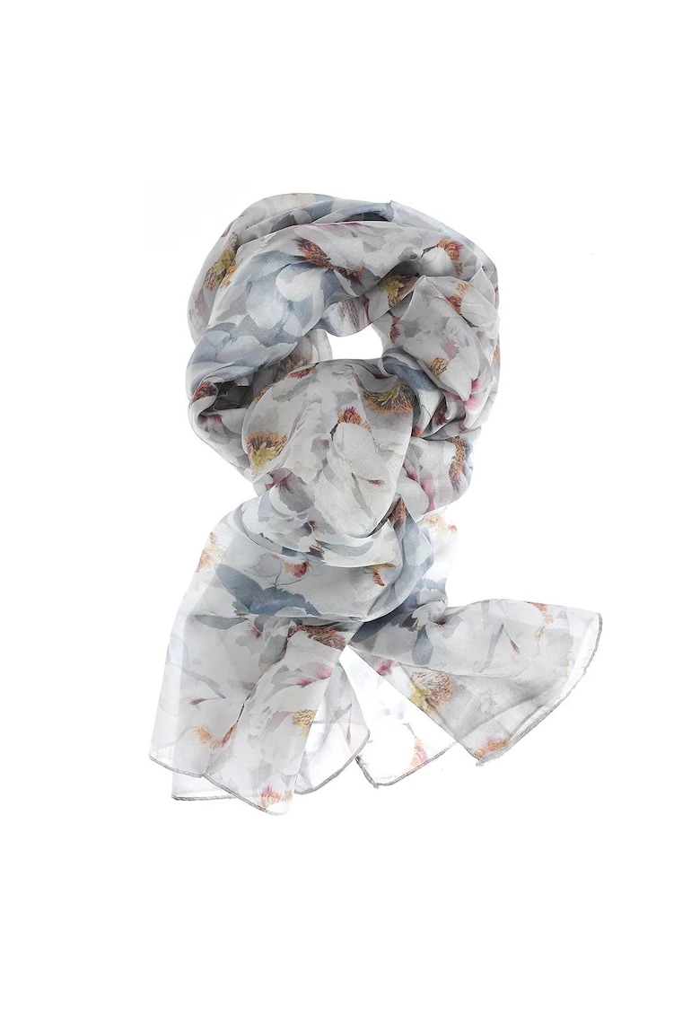 Esarfa din matase cu imprimeu floral in tonuri pastelate 50 x 180 cm Esarfa din matase cu imprimeu floral in tonuri pastelate 50 x 180 cm