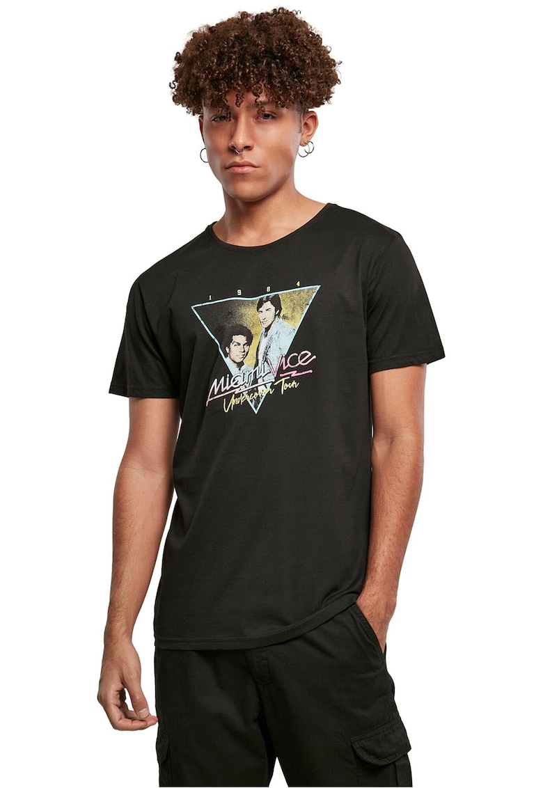 Tricou cu decolteu la baza gatului si imprimeu foto