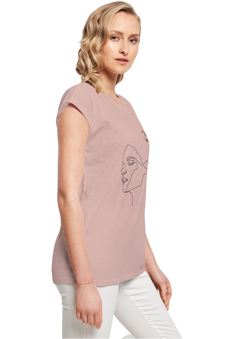 Tricou cu maneci rulate si imprimeu grafic