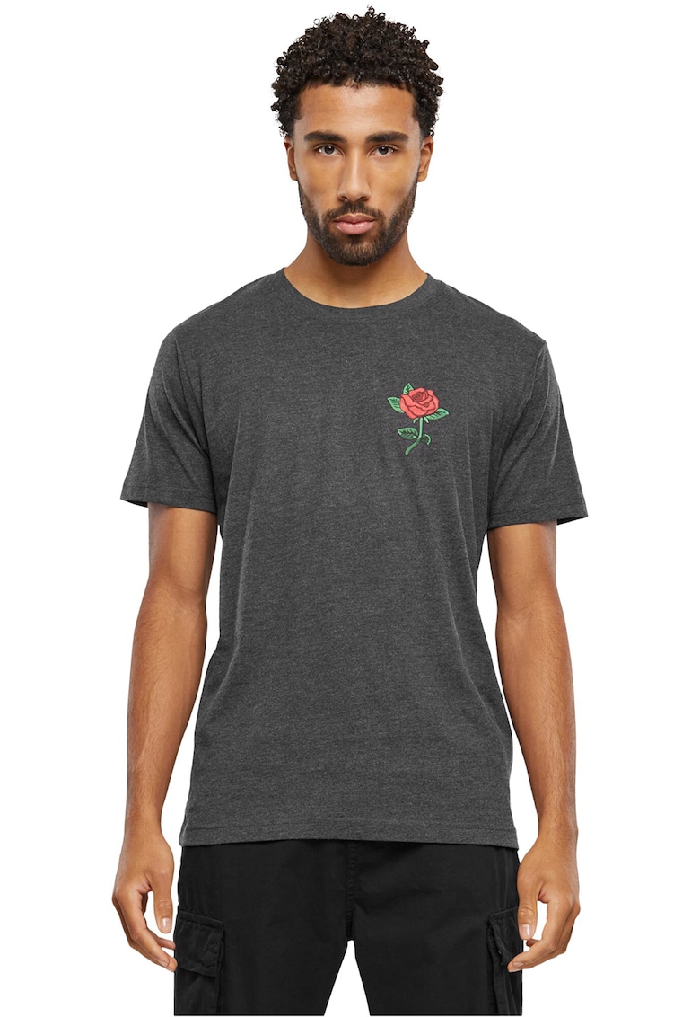 Tricou de bumbac cu imprimeu pe piept - Coral/Gri antracit