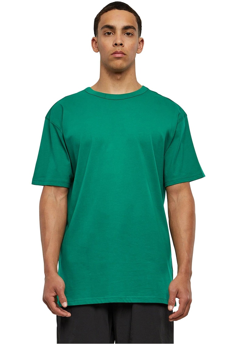 Tricou de bumbac cu maneci cazute - Verde aquamarin
