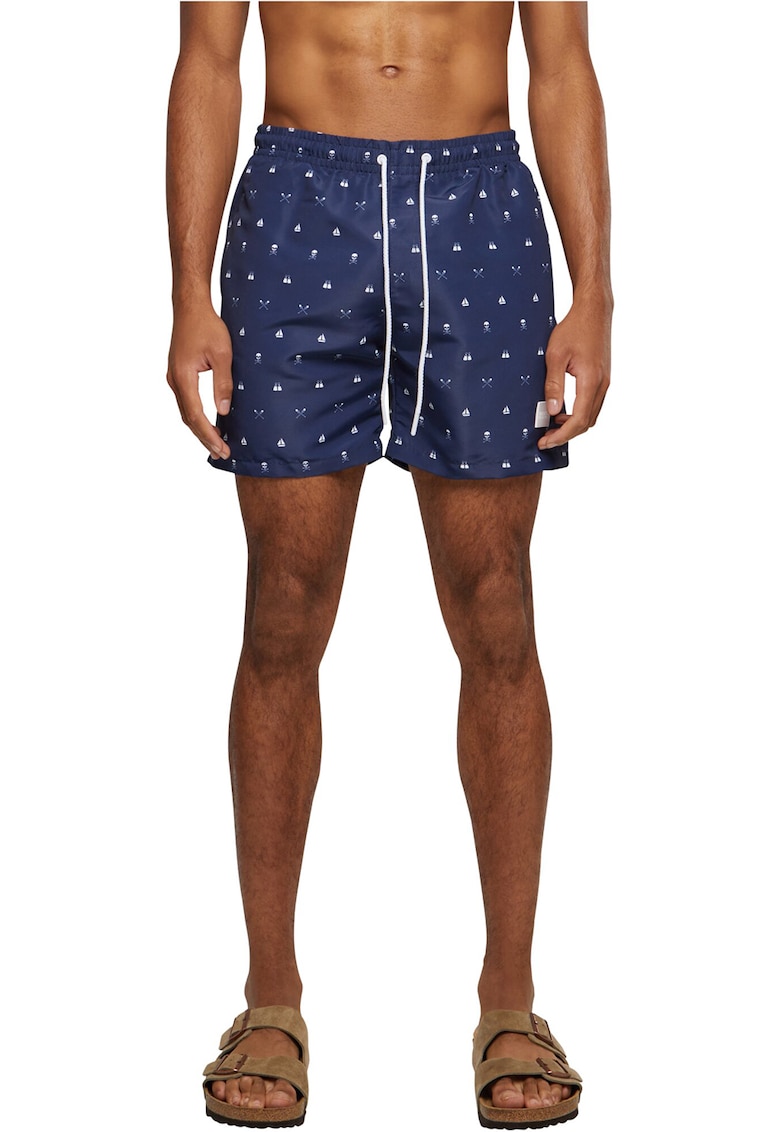 Pantaloni scurti de baie cu model si buzunare laterale