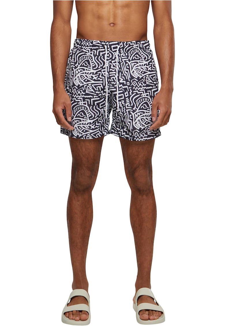 Pantaloni scurti de baie cu model si buzunare laterale