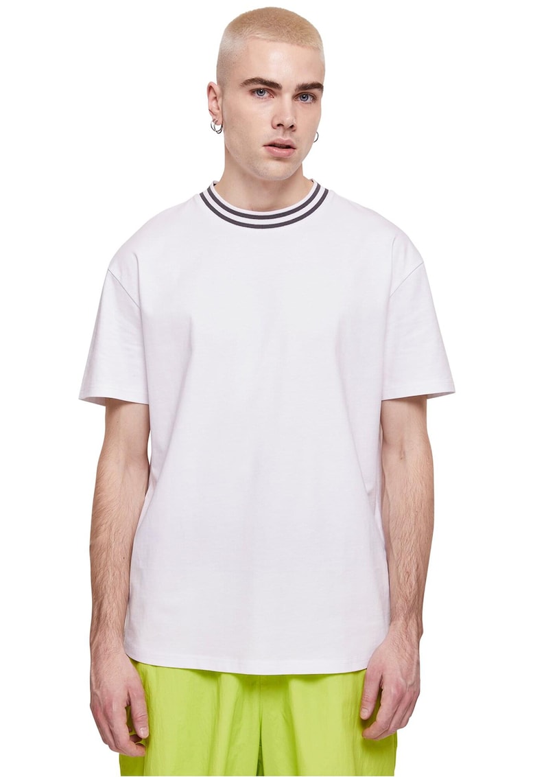 Tricou din bumbac cu decolteu la baza gatului