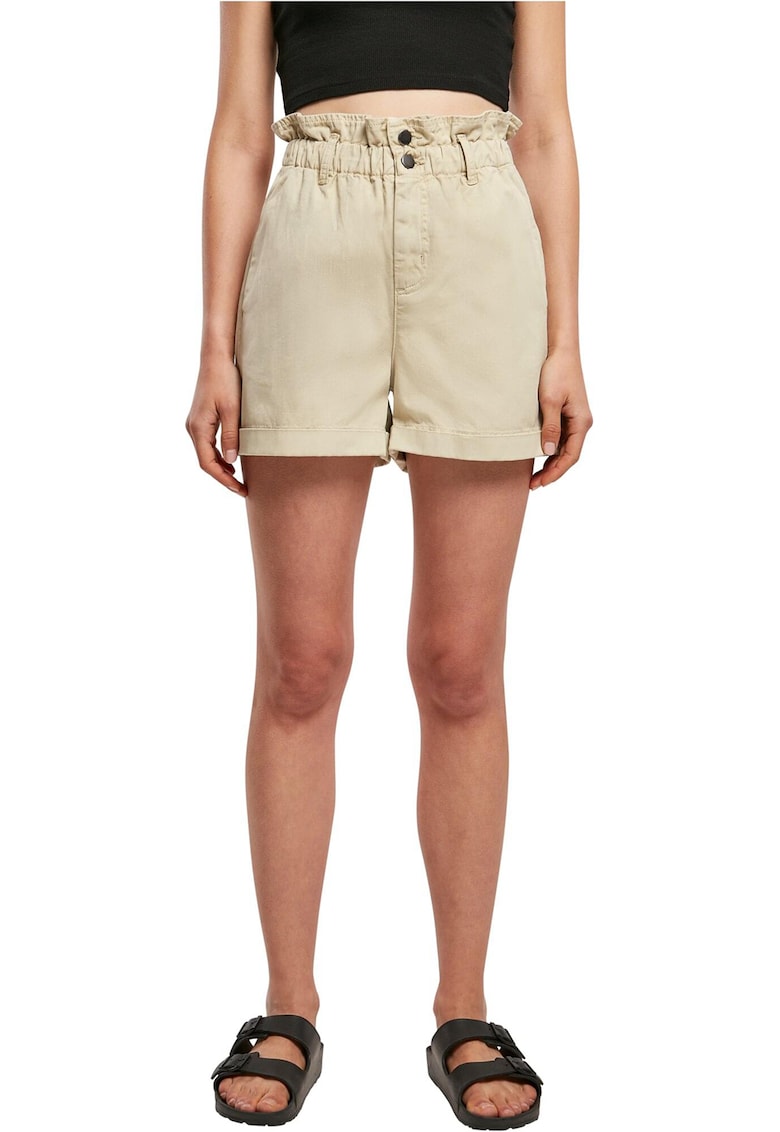 Pantaloni scurti cu terminatii pliabile si talie inalta