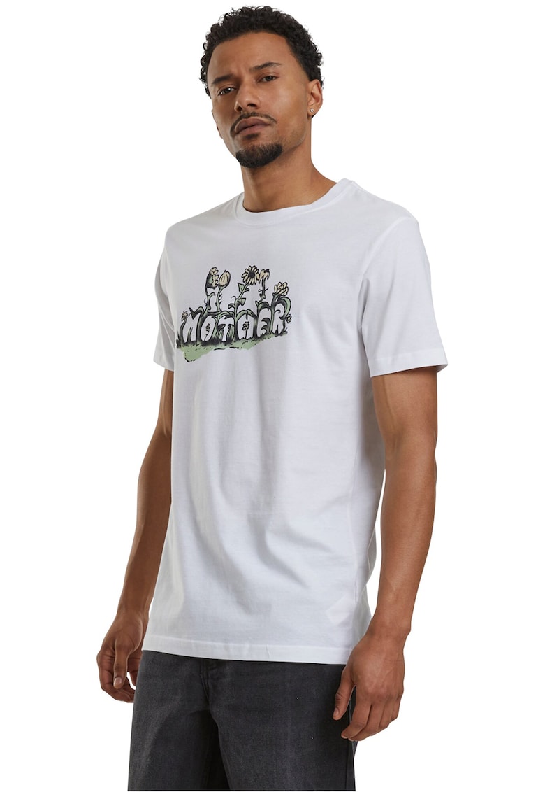 Tricou unisex cu decolteu la baza gatului si imprimeu