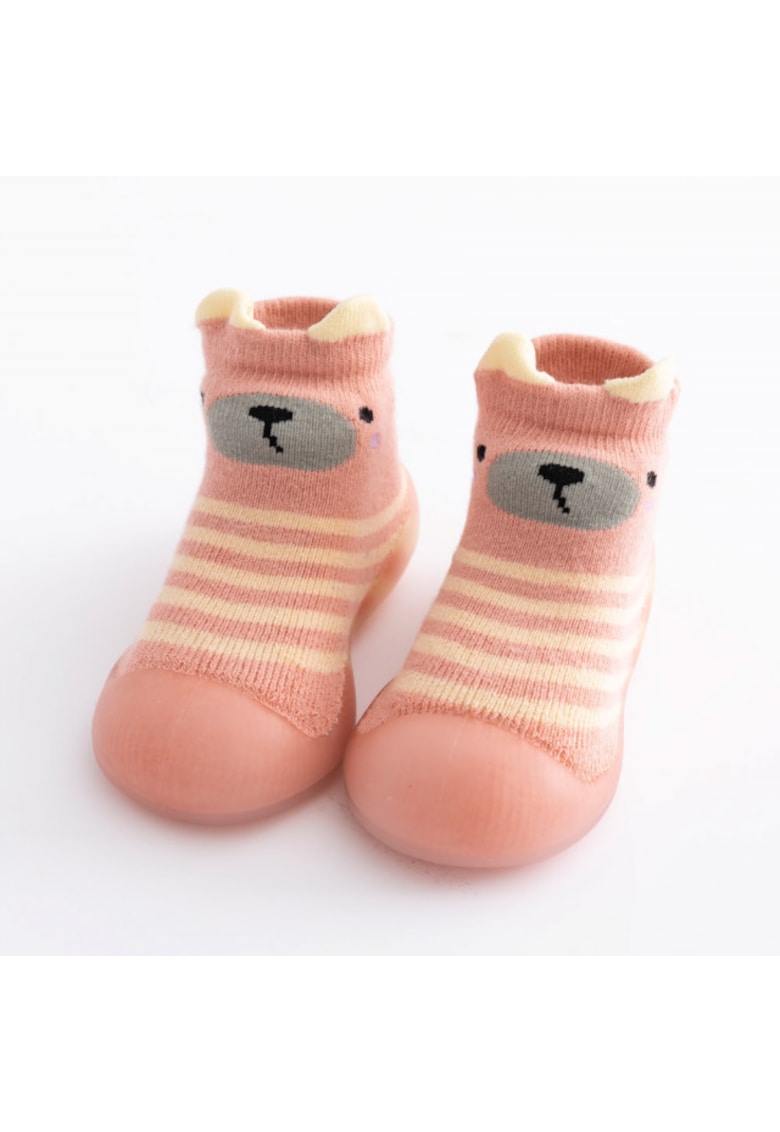 Botosi De Casa Cu Talpa Antiderapanta - Model Pink Teddy - Textil - Fete - Roz - 24