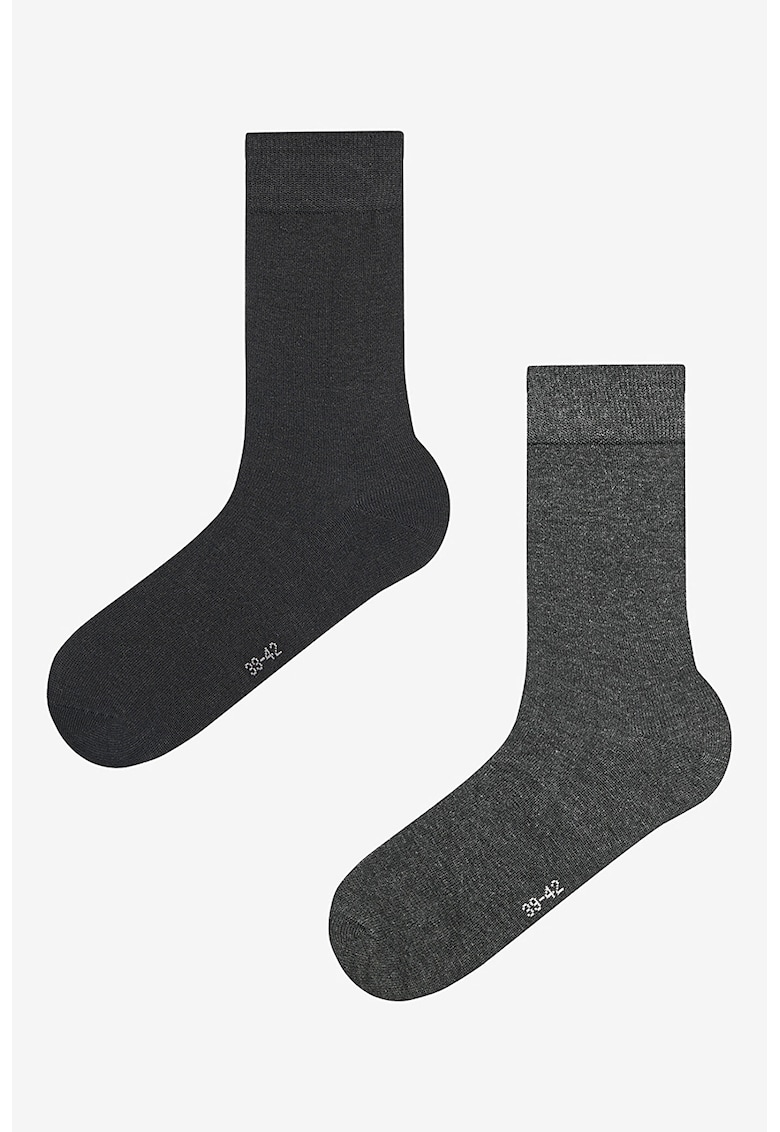 Set de sosete lungi - 2 Perechi - Negru stins/Gri melange