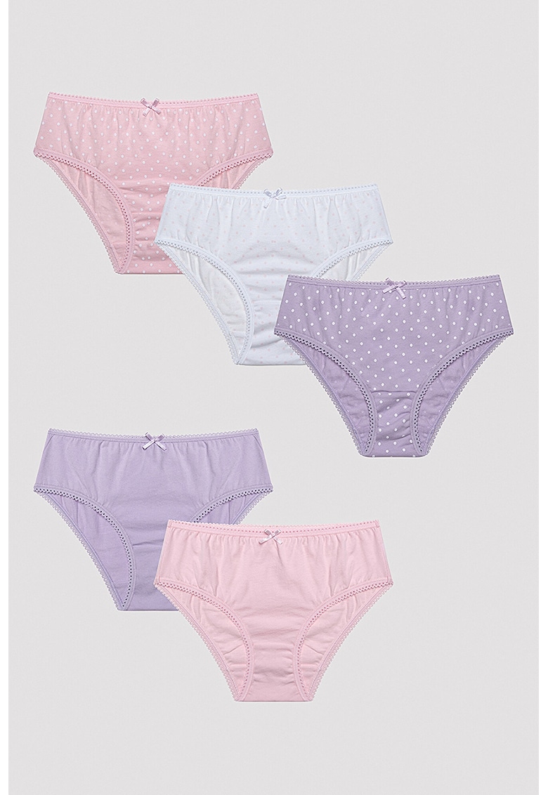 Set de chiloti de bumbac - 5perechi - Alb/Violet/Roz