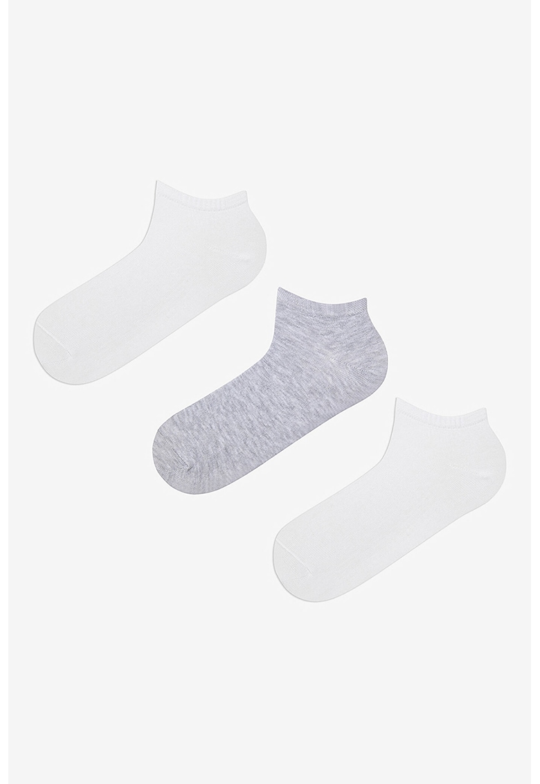 Set de sosete pana la glezna - 2 perechi - Gri melange/Alb murdar