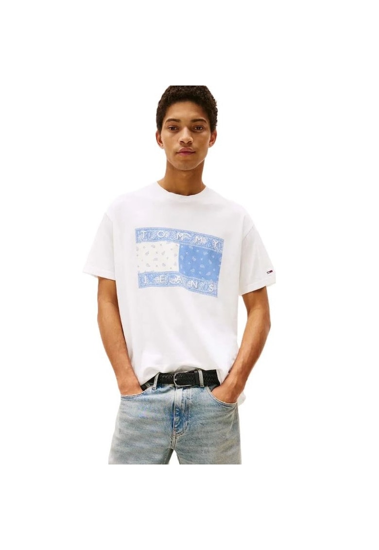 Tricou pentru Barbati - tjm rlx paisley flag teeext - DM0DM20810-YBL - Alb - Alb