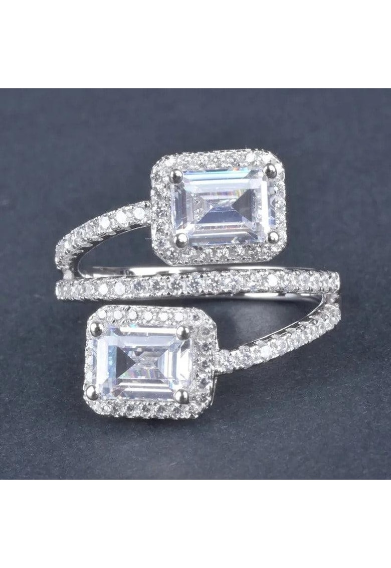 Inel argintiu - in straturi multiple - cu pietre din zirconiu - Ricka C20 - 6 (circumferinta: 51.9 mm)