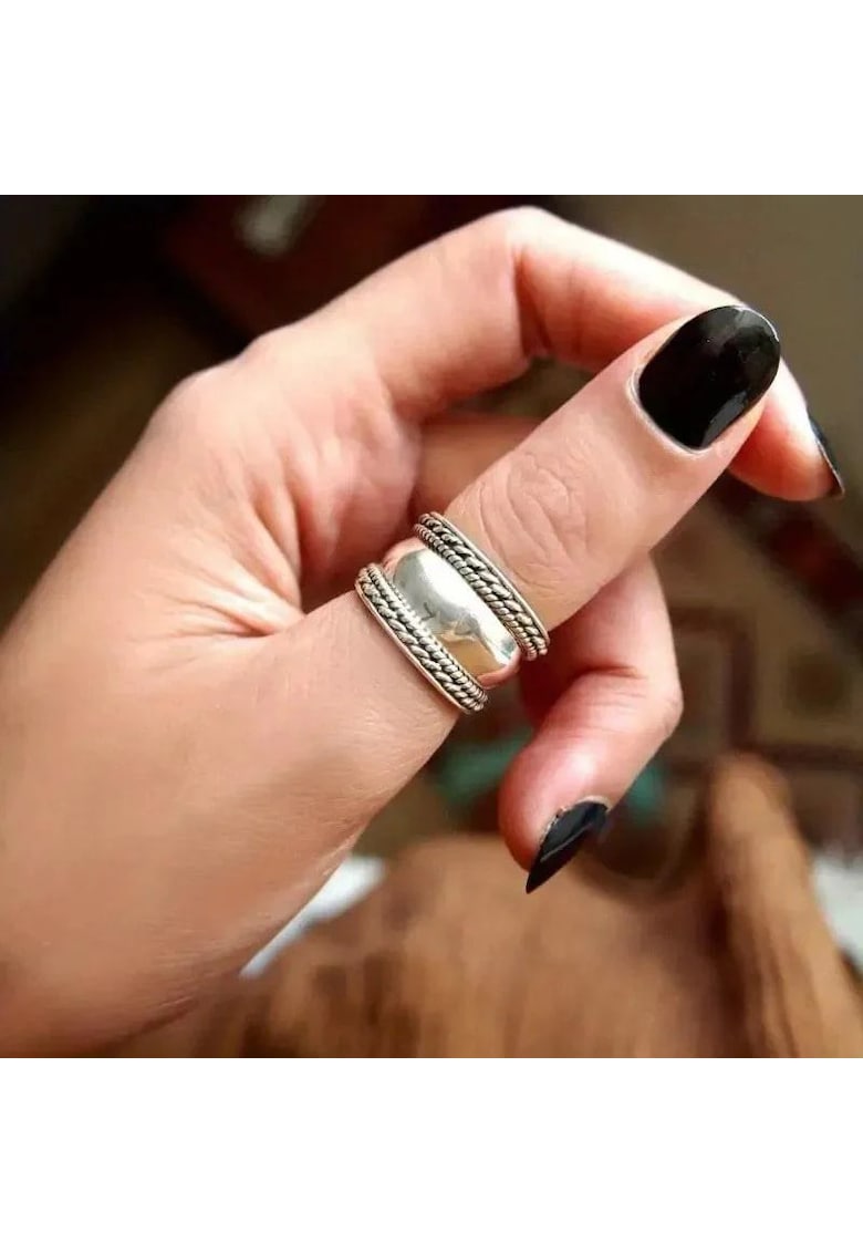 Inel argintiu - lat - cu model in relief - impletit - Neo C2 - 8 (circumferinta: 57 mm)