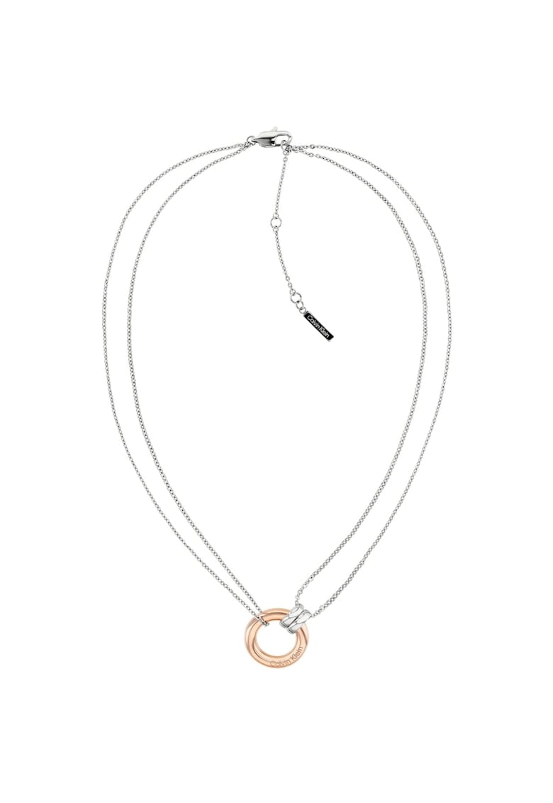Colier lant dublu cu cerc 35000631 - Argintiu - Rose gold