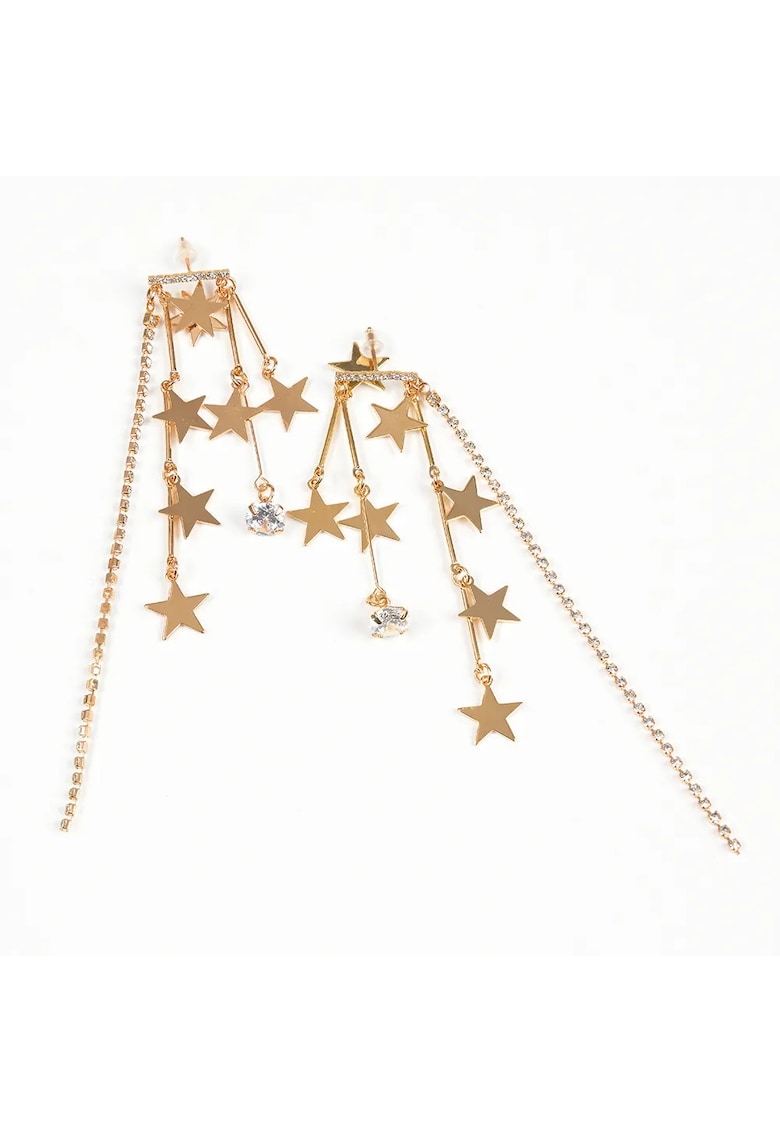 Cercei aurii cu stele si pietre albe -  Paris