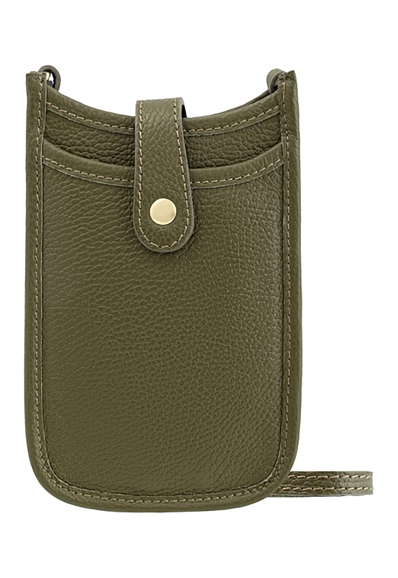 Geanta crossbody de piele - pentru telefon - Verde feriga