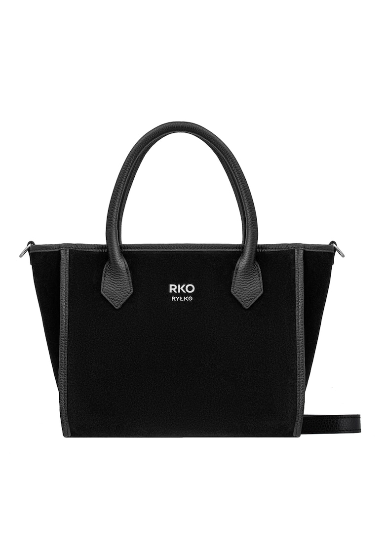 Geanta din piele si piele intoarsa cu bareta de umar