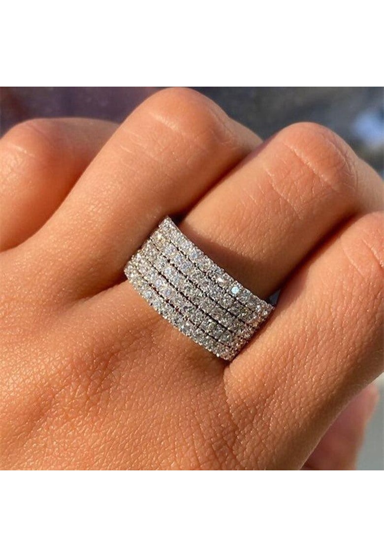 Inel argintiu - lat - cu pietre din zirconiu - Peik C29 - 7 (circumferinta: 54.5 mm)