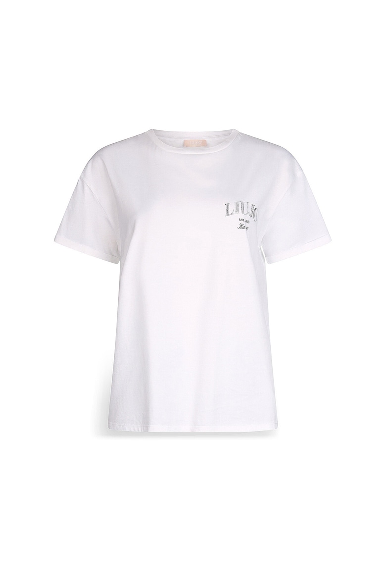 Tricou din bumbac cu croiala lejera si logo