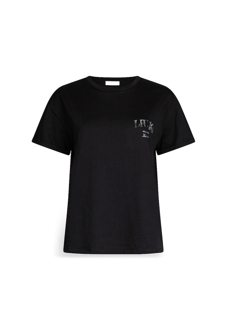 Tricou din bumbac cu croiala lejera si logo