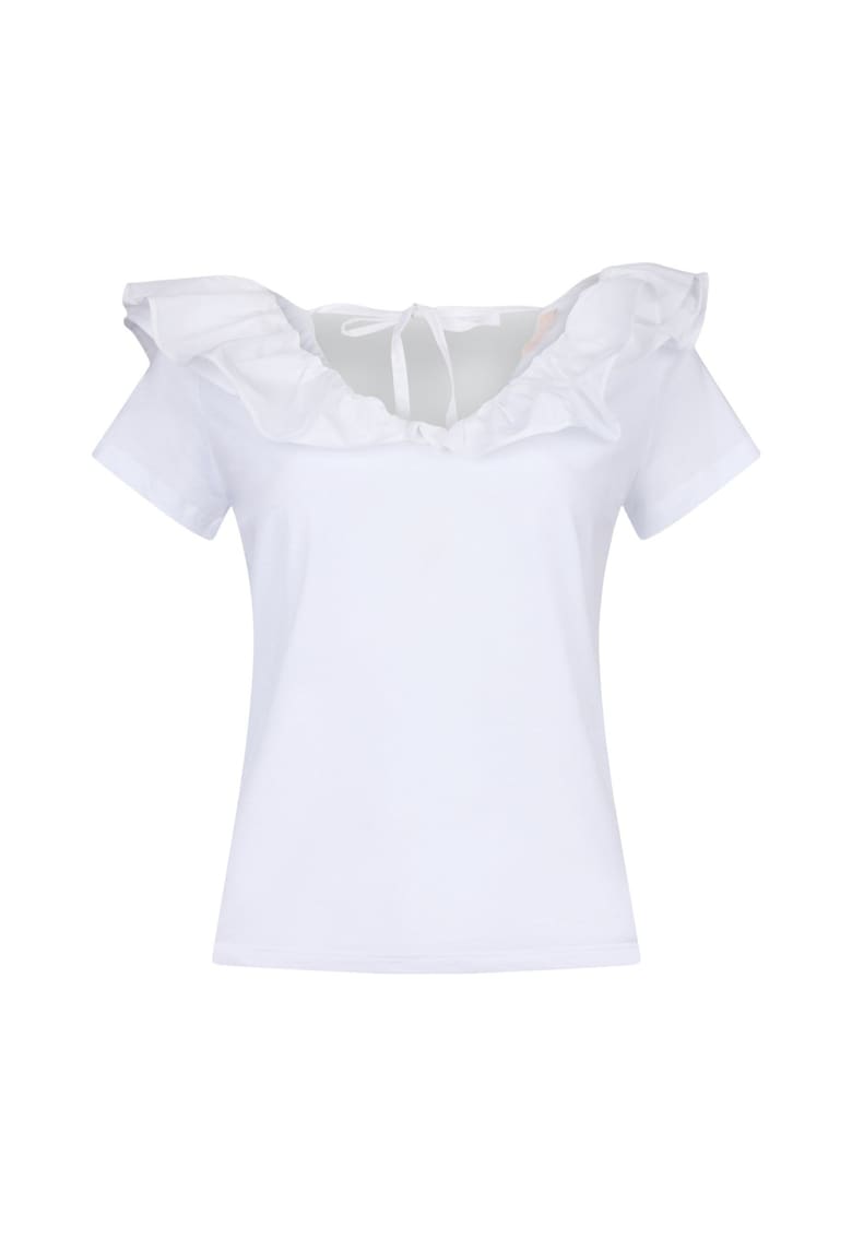 Tricou de bumbac cu aplicatii de volane