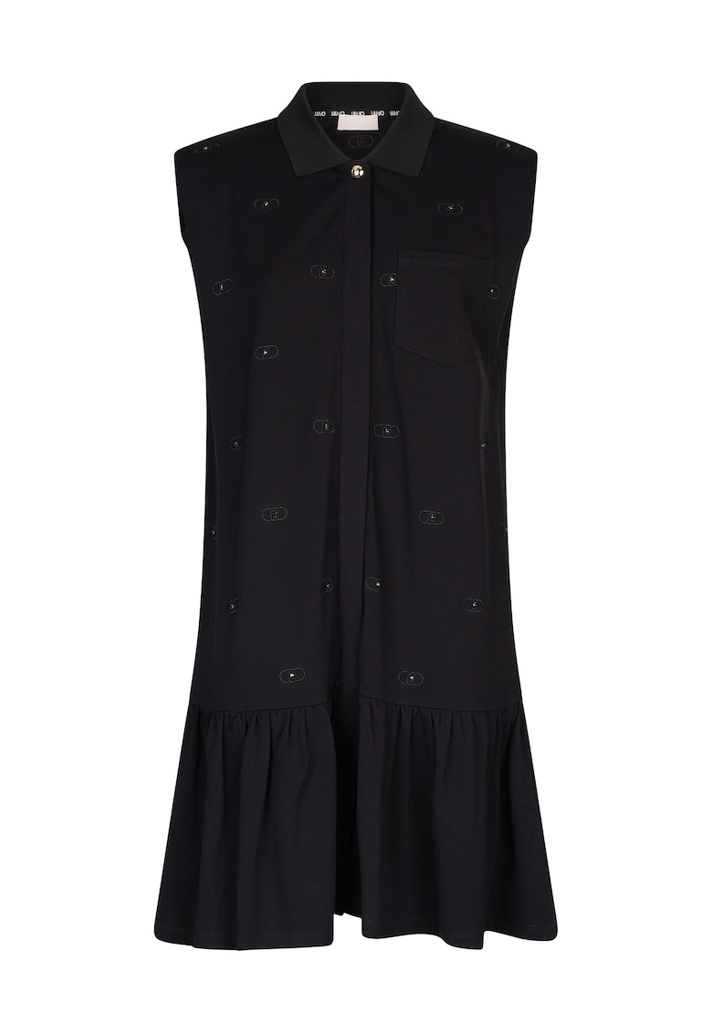 Rochie brodata cu model logo si terminarie cu volane