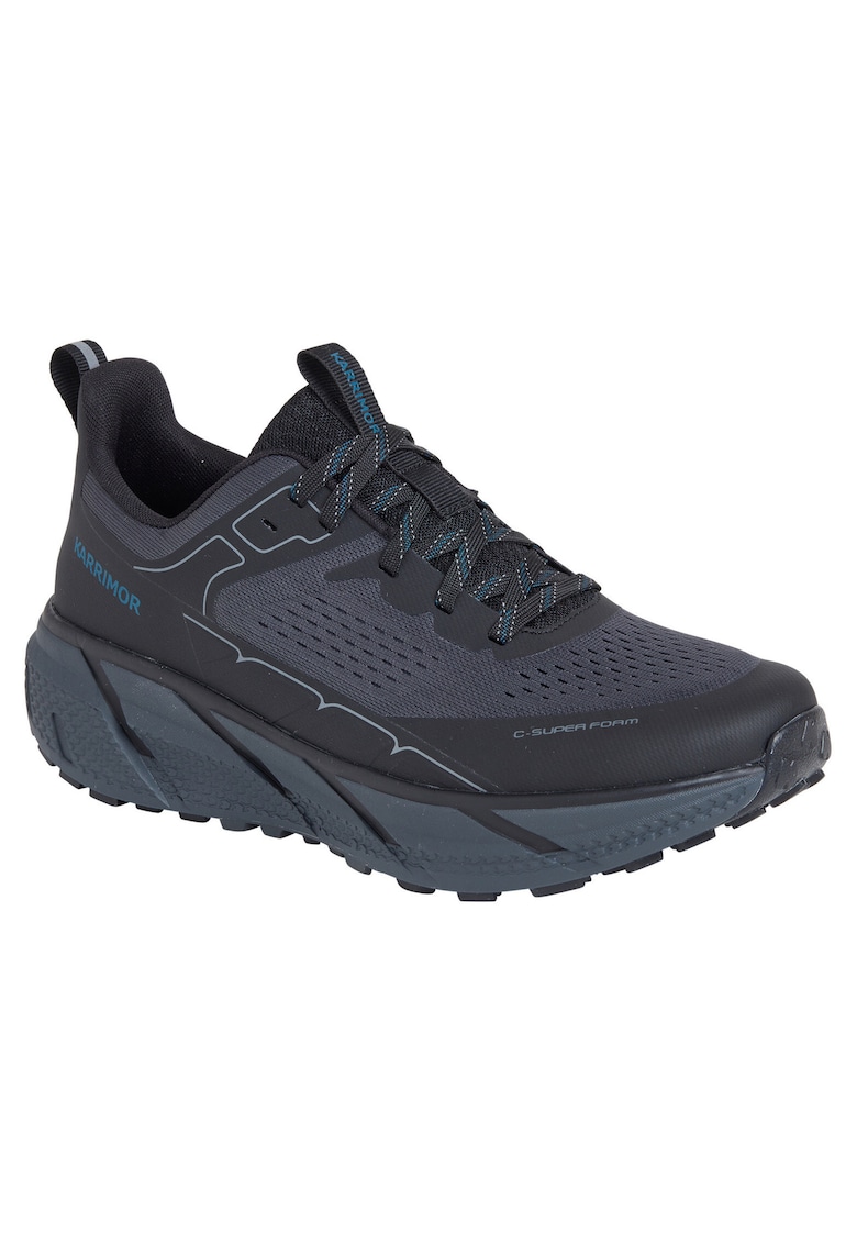 Pantofi trekking barbati piele ecologica/plasa - negru