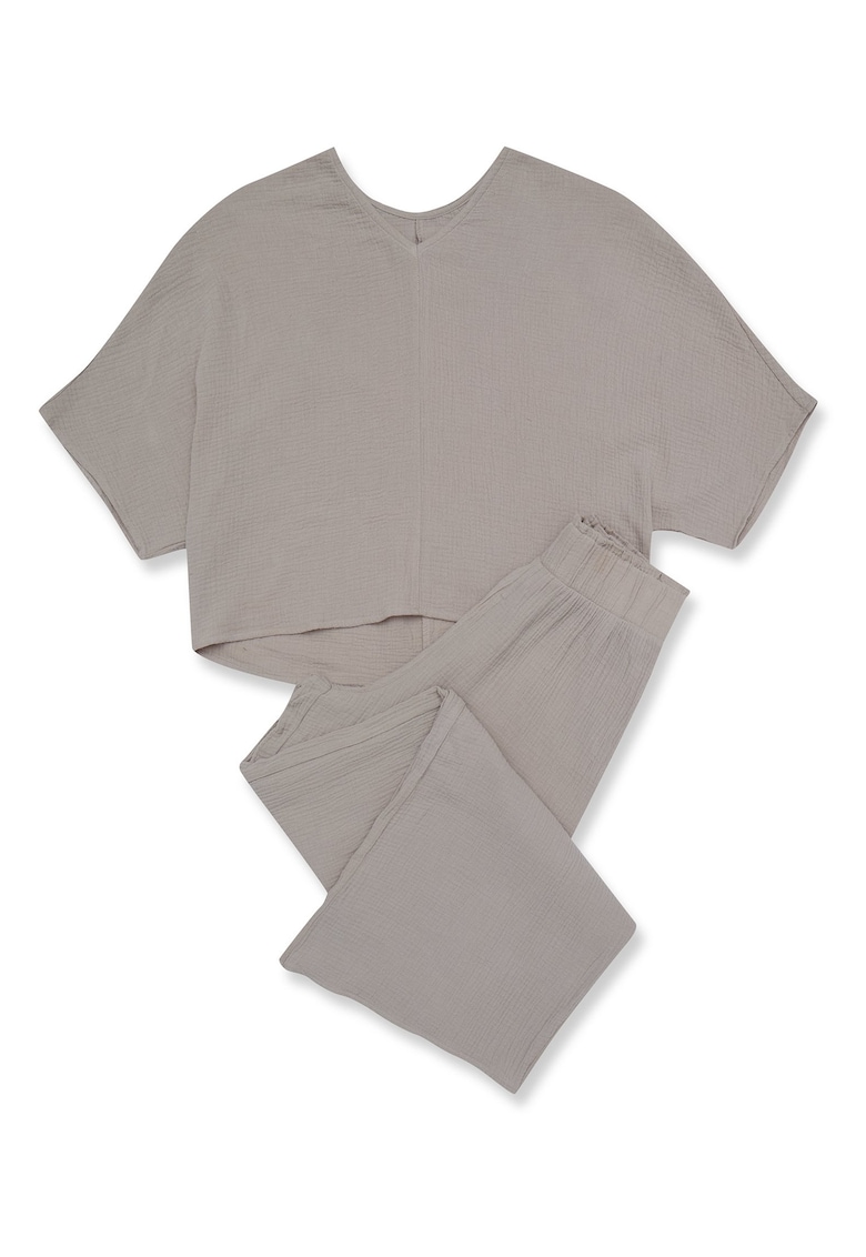 Pijama dama Fave - verde - bumbac 100% - maneci 3/4 - design elegant - set