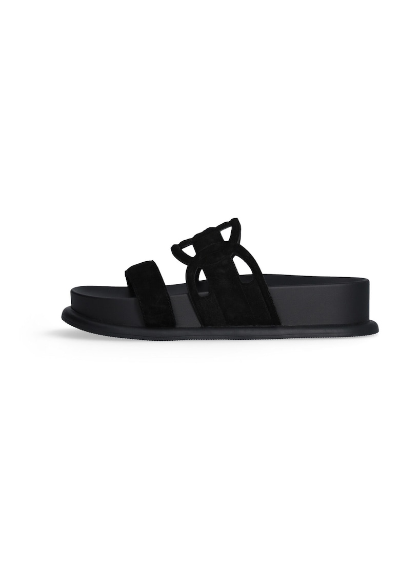 Papuci de piele intoarsa - Negru