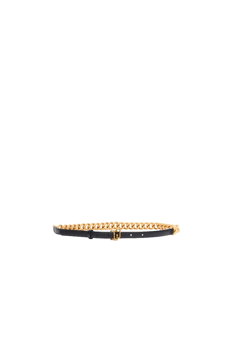 Blugi skinny de piele ecologica cu insertie lant