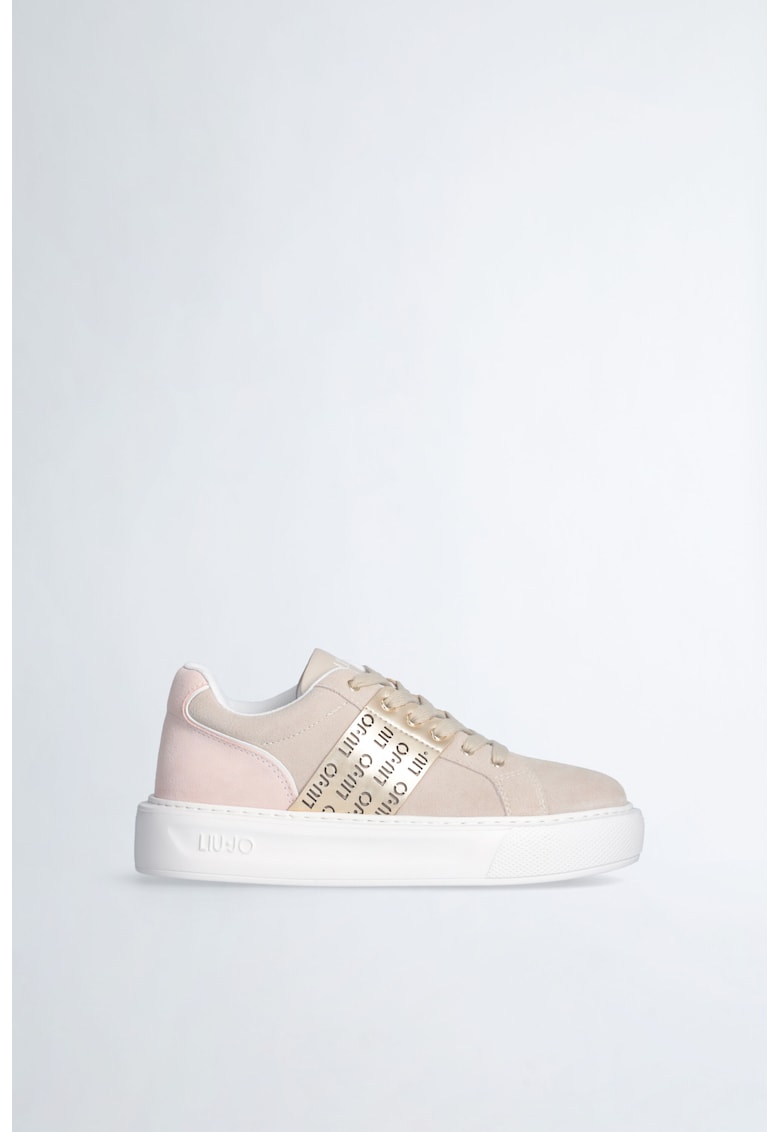 Pantofi sport de piele intoarsa cu banga logo cu perforatii