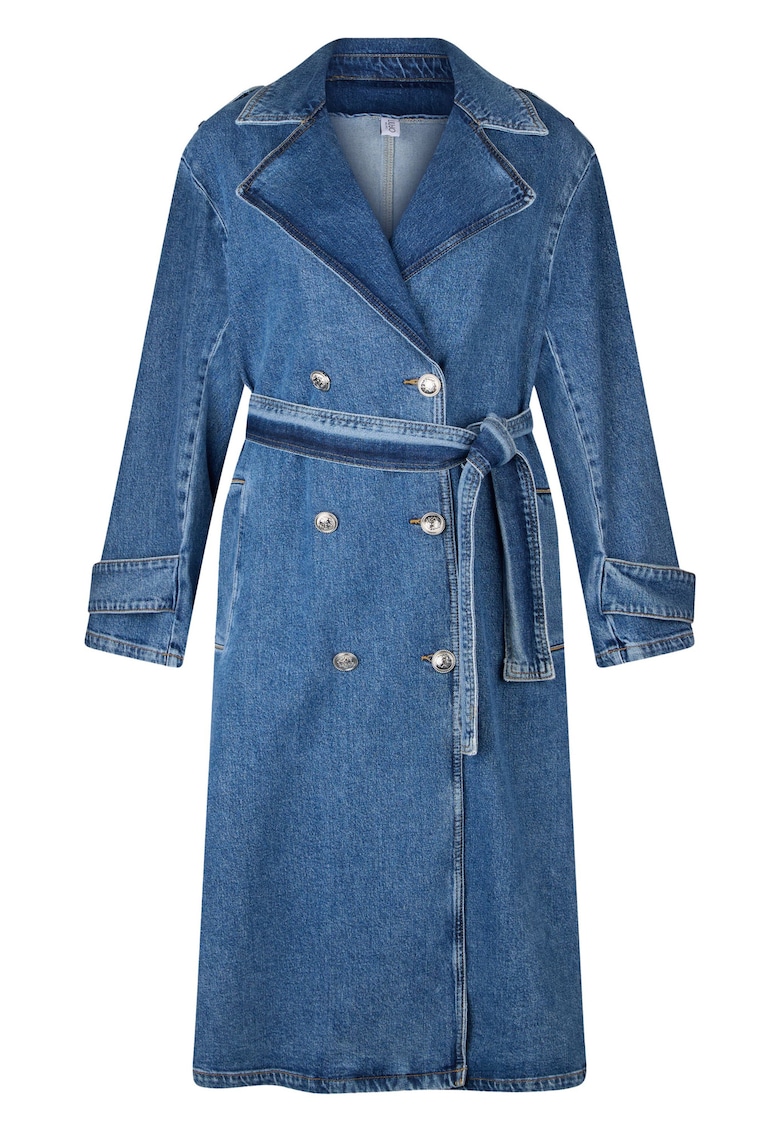 Trenci de denim cu cordon in talie