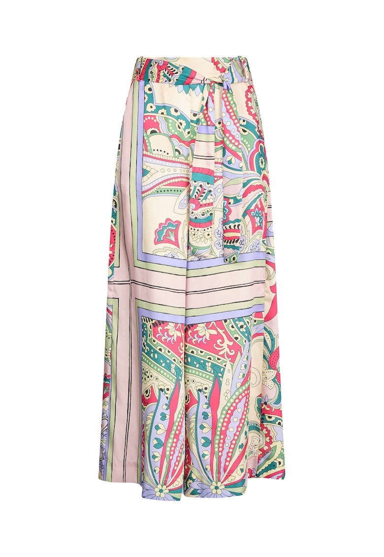 Pantaloni crop cu model si cordon in talie