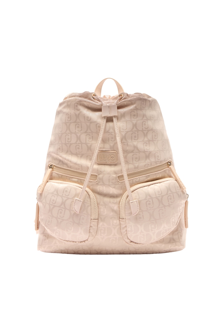 Rucsac din jacquard cu logo - Maro taupe deschis