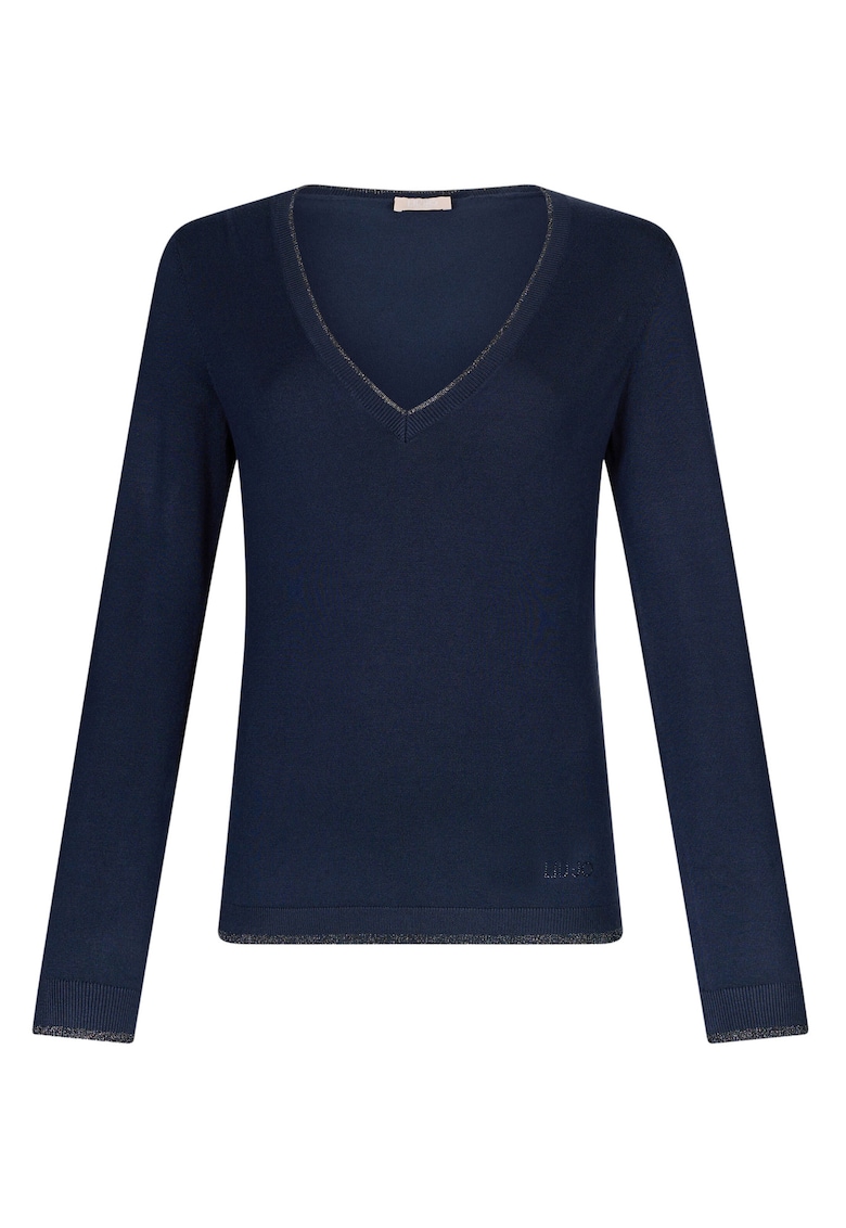 Pulover cu decolteu in V - Bleumarin