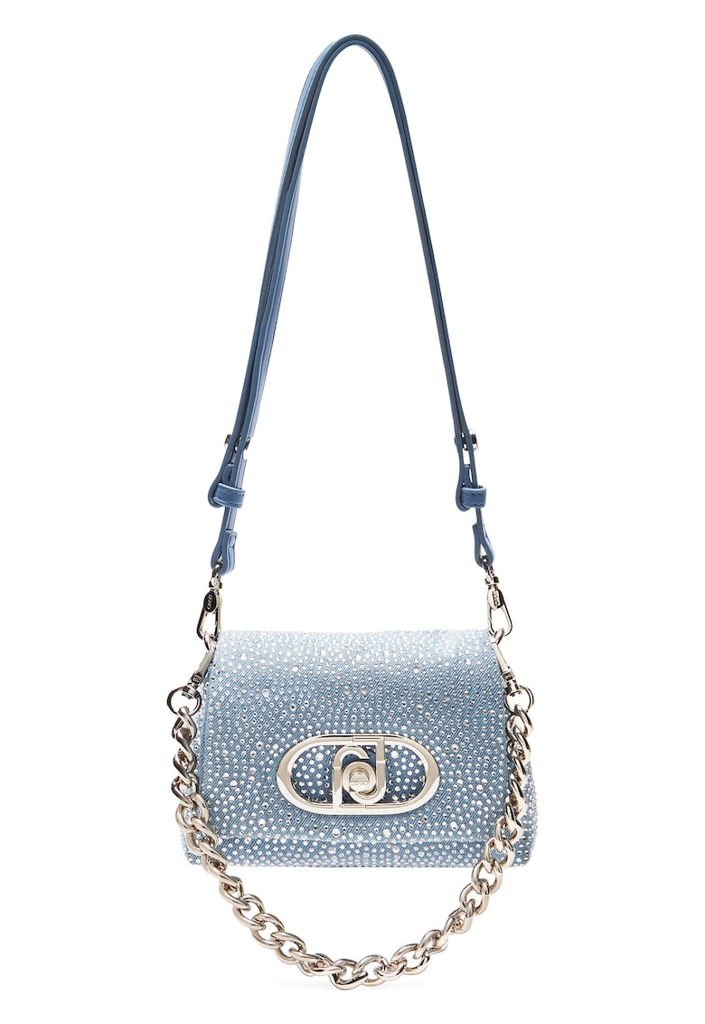 Geanta crossbody din denim cu strasuri Geanta crossbody din denim cu strasuri