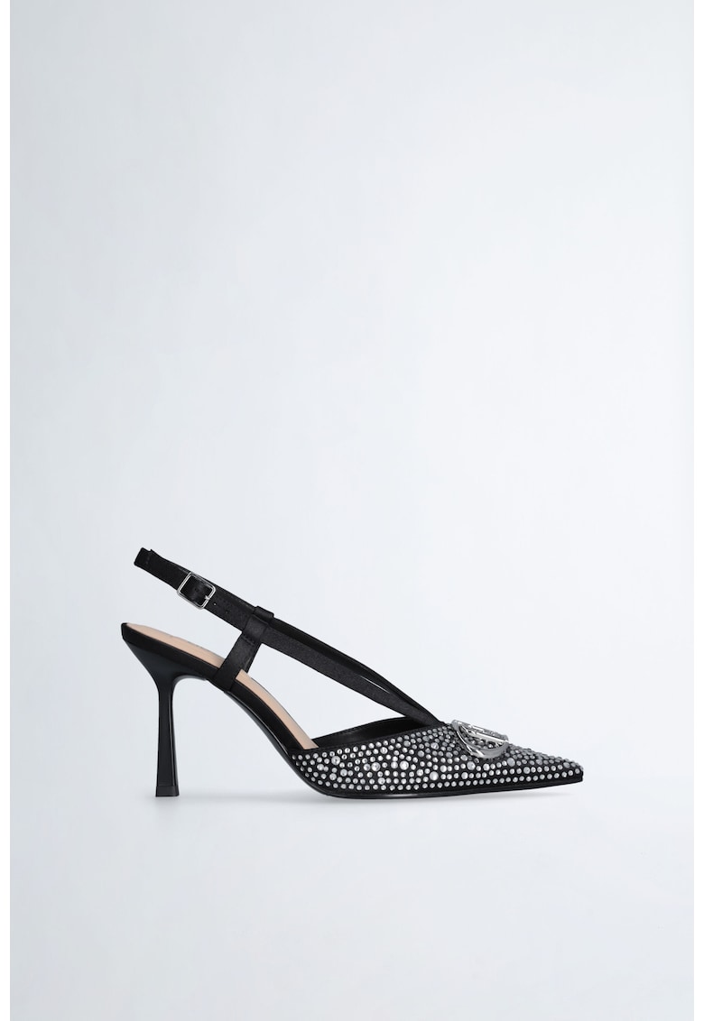 Pantofi stiletto slingback cu strasuri