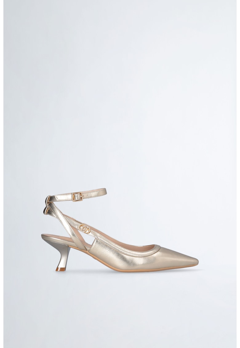 Pantofi slingback de piele ecologica cu toc kitten