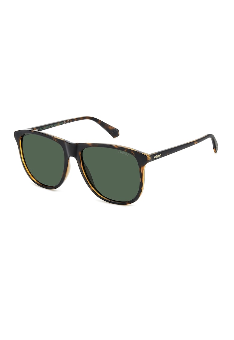 Ochelari de soare dreptunghiulari cu lentile polarizate - Negru/Caramel