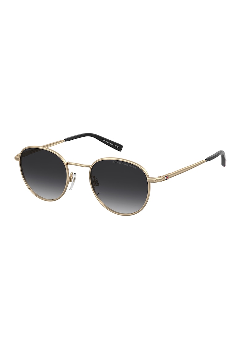 Ochelari de soare rotunzi unisex cu rama metalica - Auriu