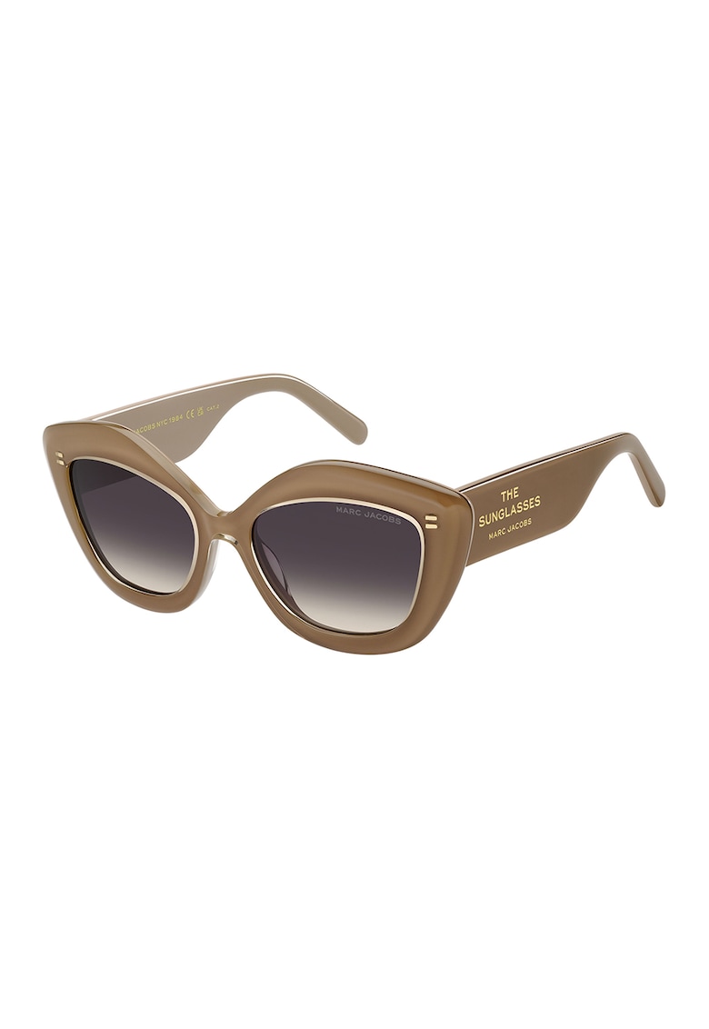 Ochelari de soare cat-eye cu logo - Auriu/Maro taupe deschis